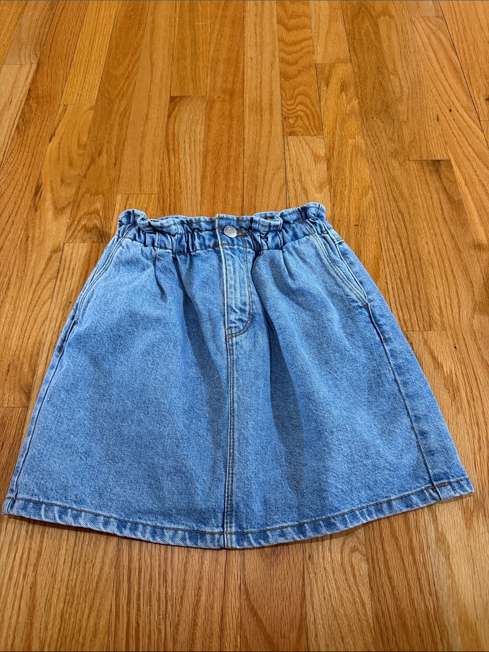 Zara Light Blue Denim Elastic-Waist Kids Skirt